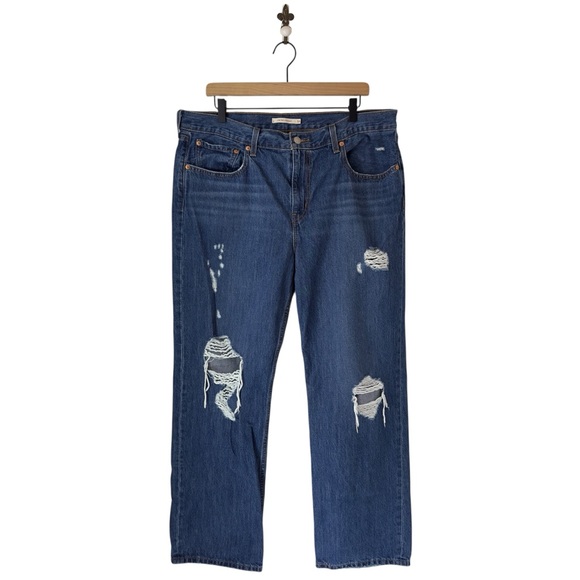 Levi's‎ Distressed Low Pro Straight Jeans Size 33 Medium Wash - Picture 1 of 7